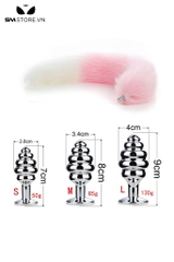 SMT046 - butt plug đuôi cáo 2 màu kèm phích xoắn ốc với 3 size
