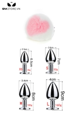 SMT057 - butt plug đuôi thỏ 2 màu cosplay có phích cắm inox hình thoi