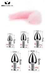 SMT040 - Đuôi cáo 1 màu phích trơn inox 5 size có thể tháo rời
