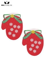 SMP178 - Miếng dán ti bằng giấy hình hộp quà và găng tay Merry Christmas