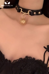 SMP193 - Choker vòng cổ đính đinh tán gắn chuông vàng có nấc chỉnh