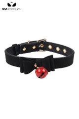 SMP197 - Choker vòng cổ nữ gắn nơ đính chuông có nấc chỉnh