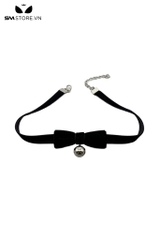 SMP207 - Choker nữ gắn nơ mix chuông bằng nhung có nấc chỉnh