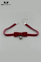 SMP207 - Choker nữ gắn nơ mix chuông bằng nhung có nấc chỉnh