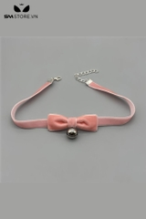 SMP207 - Choker nữ gắn nơ mix chuông bằng nhung có nấc chỉnh