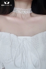 SMP209 - Choker vòng cổ dạng ren lưới đính nơ có nấc gài điều chỉnh