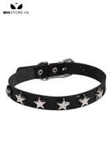 SMP210 - Vòng cổ choker nữ da PU họa tiết ngôi sao kim loại quanh