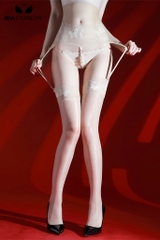 SMP222 - Garter đai kẹp vớ với viền ren bướm có ngọc trai