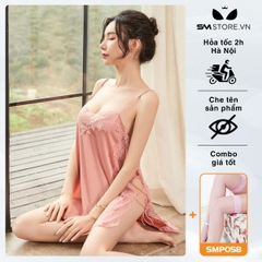 SMS038 - Váy ngủ 2 dây xẻ tà dây buộc 2 bên sườn sexy quyến rũ chồng