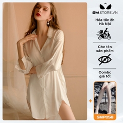 SMS062 - Áo sơ mi trắng mặc ngủ dáng dài gợi cảm dễ quyến rũ chồng