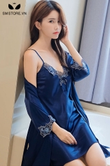 SMS072 - Set đầm ngủ tiểu thư 2 dây sexy quyến rũ có kèm áo choàng