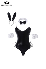 SMS082 - Trang phục cosplay thỏ đen sexy với áo bodysui kèm phụ kiện