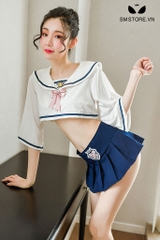 SMS109 - Đồ cosplay học sinh croptop tay lửng kèm chân váy sexy