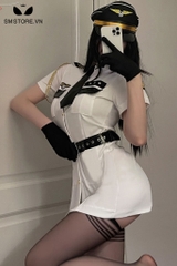 SMS126 - Đồng phục Cosplay cảnh sát sơ mi dáng dài kèm thắt đai