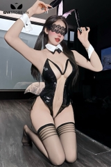 SMS1003 - Cosplay thỏ với áo bodysuit trong suốt hở ngực gợi cảm