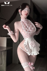 SMS870 - Cosplay hầu gái họa tiết quả đào mix quần lọt khe gợi cảm
