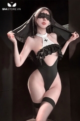SMS880 - Bộ ngủ cosplay sơ 1 mảnh hở ngực kèm khăn chùm đầu