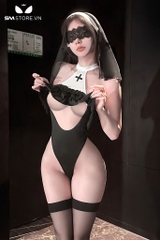 SMS880 - Bộ ngủ cosplay sơ 1 mảnh hở ngực kèm khăn chùm đầu