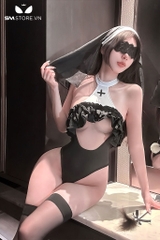 SMS880 - Bộ ngủ cosplay sơ 1 mảnh hở ngực kèm khăn chùm đầu