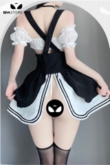 SMS884 - Cosplay sơ sexy với váy ngủ xòe xẻ tà quần lọt khe