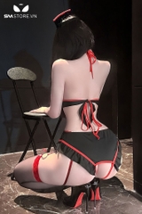 SMS886 - Cosplay y tá với bikini 1 mảnh gợi cảm hở đáy dây buộc sau
