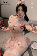 SMS896 - Cosplay y tá với áo croptop khoét ngực và chân váy xòe