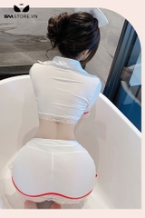 SMS898 - Trang phục y tá với áo croptop và chân váy bó xẻ tà