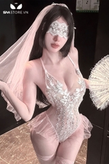 SMS932 - Trang phục cosplay cô dâu gợi cảm xuyên thấu hở lưng