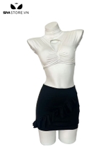 SMS936 - Trang phục cô giáo với áo croptop và chân váy ôm body gợi cảm