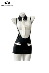 SMS941 - Cô giáo cosplay với áo cúp ngực mix chân váy ôm body