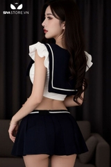 SMS951 - Set đồ ngủ học sinh với áo croptop mix chân váy xếp ly