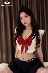 SMS951 - Set đồ ngủ học sinh với áo croptop mix chân váy xếp ly