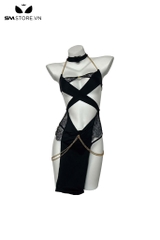 SMS956 - Cosplay mèo với váy ngủ xẻ tà hở ngực mix bờm gợi cảm