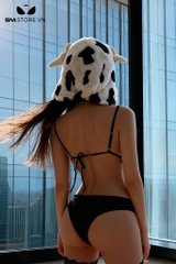 SMS962 - Bộ ngủ cosplay bò sữa 1 mảnh có dây buộc sau gợi cảm