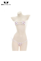 SMS988 - Bikini siêu nhỏ với áo hình vuông có dây buộc sau họa tiết dâu tây