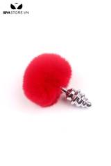 SMT052 - butt plug cosplay đuôi thỏ với phích cắm xoắn ốc 5 tầng