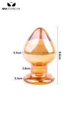 SMT092 - butt plug thủy tinh màu vàng trắng cực đẹp dài 8,8 cm