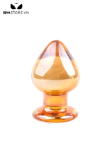 SMT092 - butt plug thủy tinh màu vàng trắng cực đẹp dài 8,8 cm