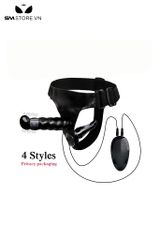 SMT1250 - Dương vật giả slicon rung 2 đầu kèm dây đai đeo