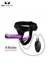 SMT1250 - Dương vật giả slicon rung 2 đầu kèm dây đai đeo