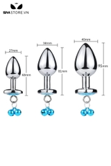 SMT1361 - Butt plug hậu môn bằng inox gắn ngọc tròn mix chuông có 3 size
