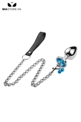 SMT1361 - Butt plug hậu môn bằng inox gắn ngọc tròn mix chuông có 3 size