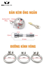 SMT168 - Khóa dương vật inox kèm ống dẫn, 9 phiên bản tùy chọn