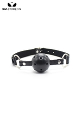 SMT208 - ball gag khóa miệng có lỗ thiết kế dây da quai gài