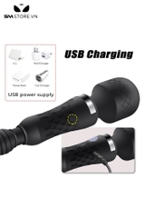 SMT2968 - Chày rung tình yêu 2 đầu có 30 chế độ sạc USB dài 24.5cm