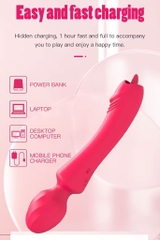 SMT2978 - Chày rung tình yêu 2 đầu có lưỡi liếm dài 20cm sạc điện