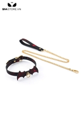 SMT2981 - Xích cổ SM hình cánh rơi giả da PU dài 45cm phối màu đen đỏ