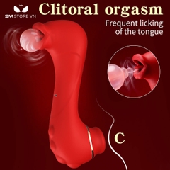 SMT2988 - Máy rung hút liếm 2 đầu ngụy trang sư tử biển nhỏ dài 136mm