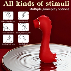 SMT2988 - Máy rung hút liếm 2 đầu ngụy trang sư tử biển nhỏ dài 136mm