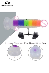 SMT2993 - Cu giả silicon dính tường 7 sắc cầu vồng dài 19cm